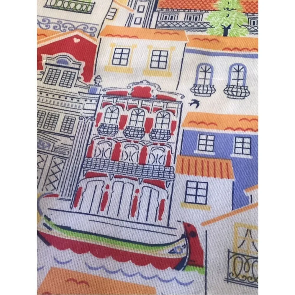 NWT. Portugal Towns 100% Cotton Fabric/Tablecloth